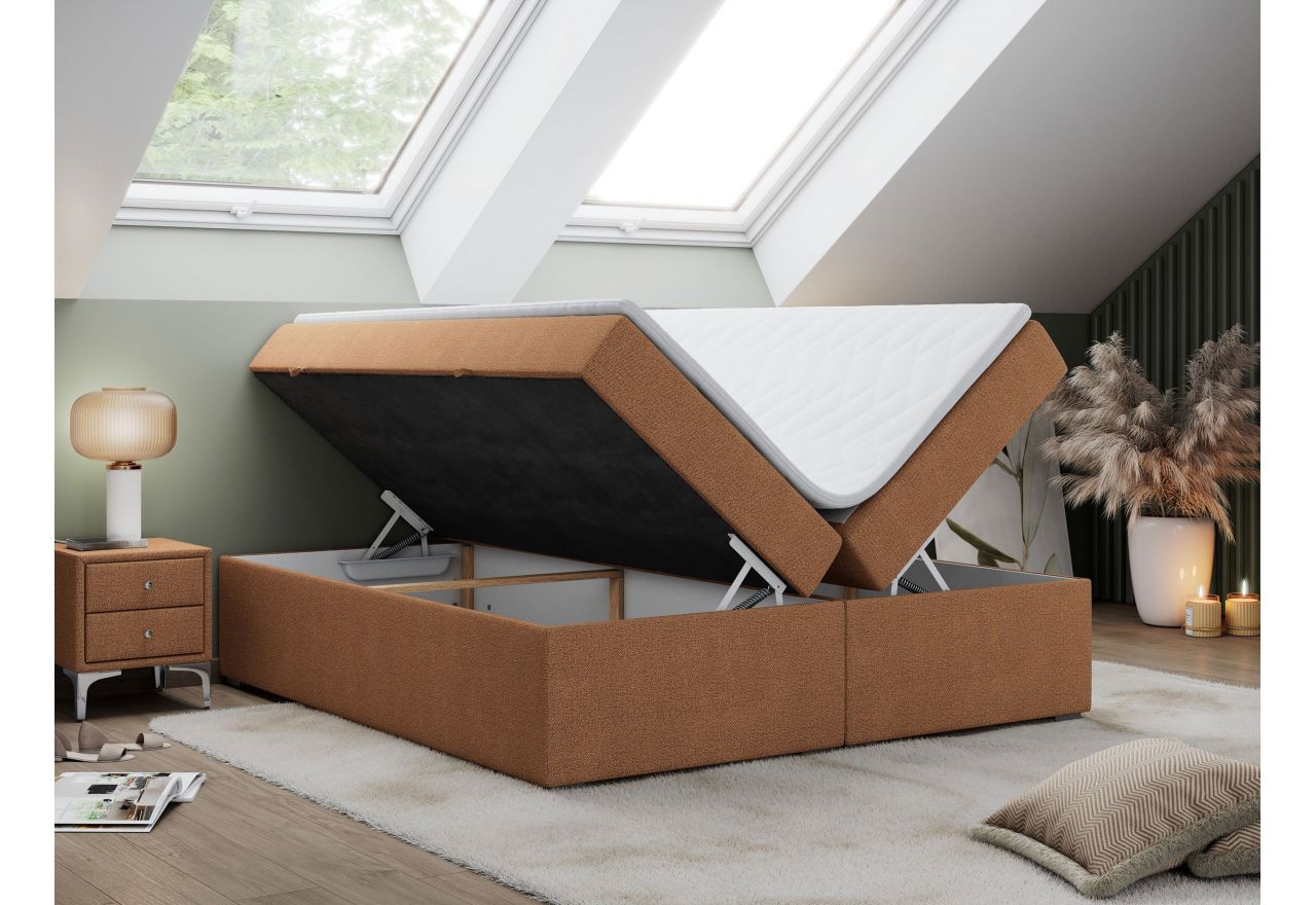 Łóżko kontynentalne bez wezgłowia BESS 120x200 - H4 - pomarańczowy, struktura