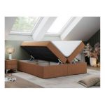 Łóżko kontynentalne bez wezgłowia BESS 160x200 - H4 - pomarańczowy, struktura