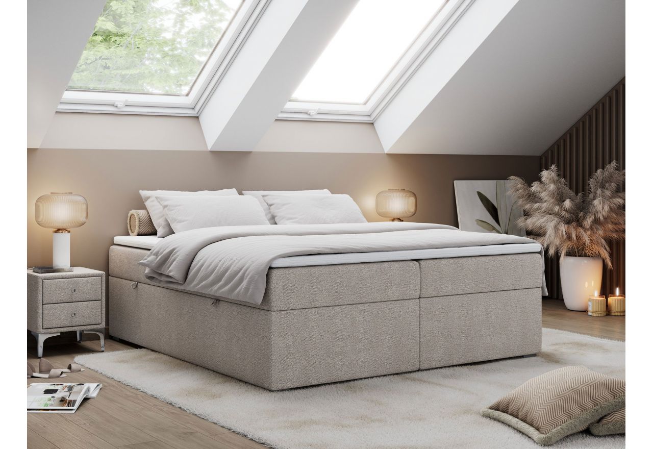 Łóżko kontynentalne bez wezgłowia BESS 160x200 - H3 - beżowy, struktura