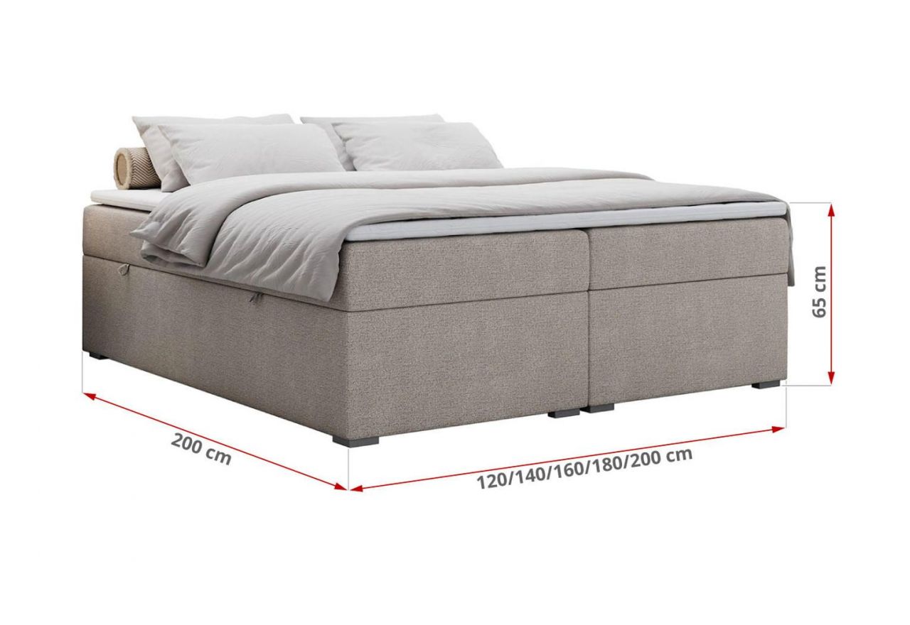 Łóżko kontynentalne bez wezgłowia BESS 160x200 - H3 - beżowy, struktura