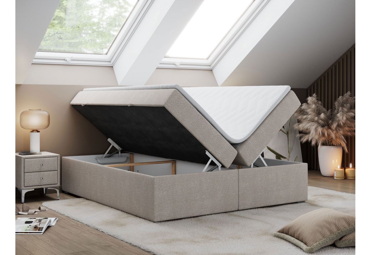 Łóżko kontynentalne bez wezgłowia BESS 160x200 - H3 - beżowy, struktura