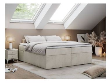 Łóżko kontynentalne bez wezgłowia BESS 140x200 - H4 - beżowy, welwet