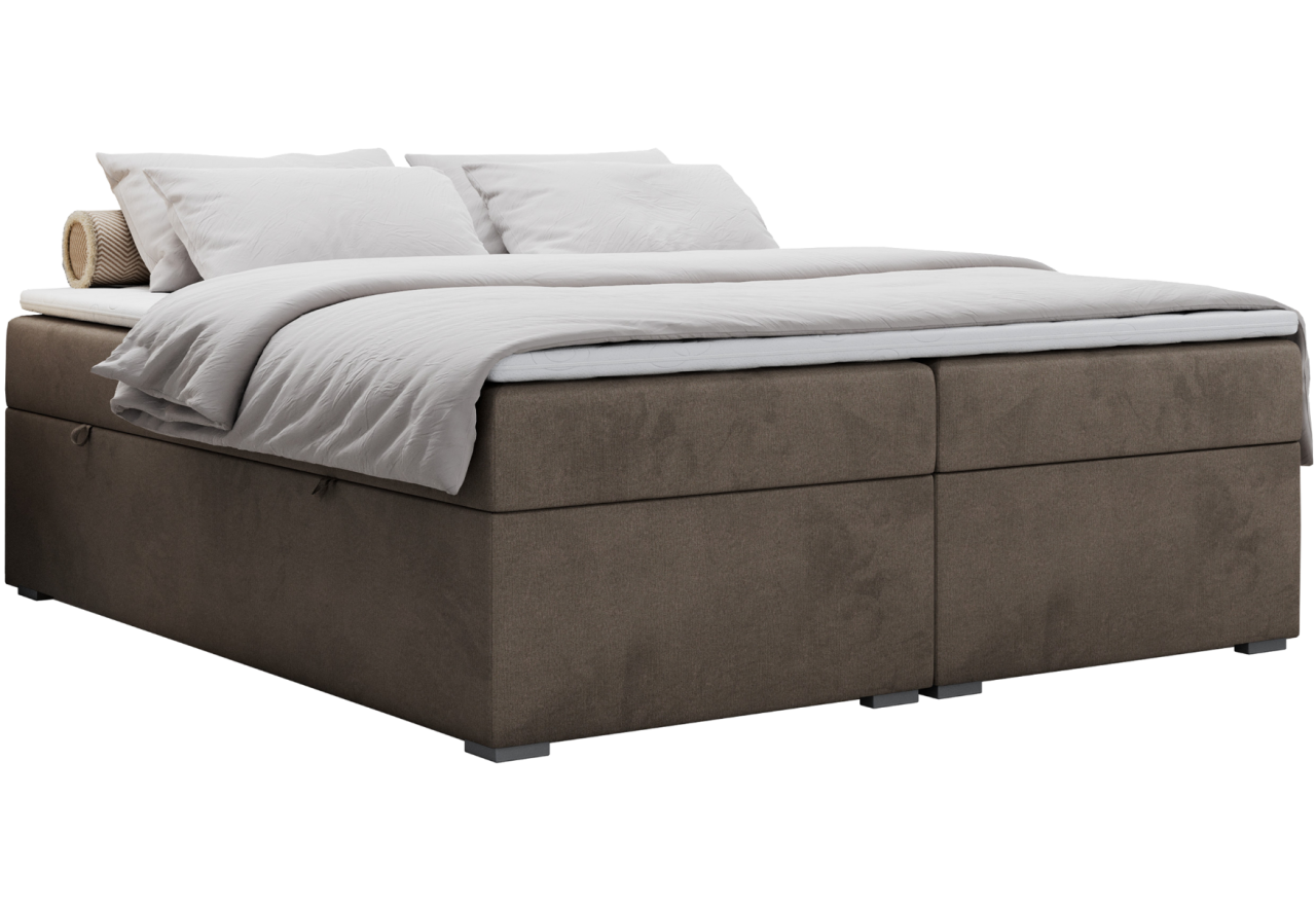 Łóżko kontynentalne bez wezgłowia BESS 140x200 - H3 - brązowy, welwet