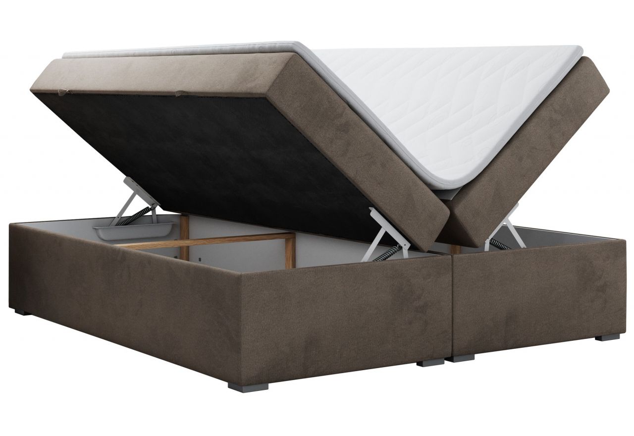 Łóżko kontynentalne bez wezgłowia BESS 200x200 - H3 - brązowy, welwet