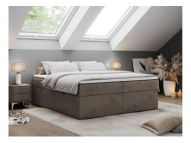 Łóżko kontynentalne bez wezgłowia BESS 180x200 - H4 - brązowy, welwet