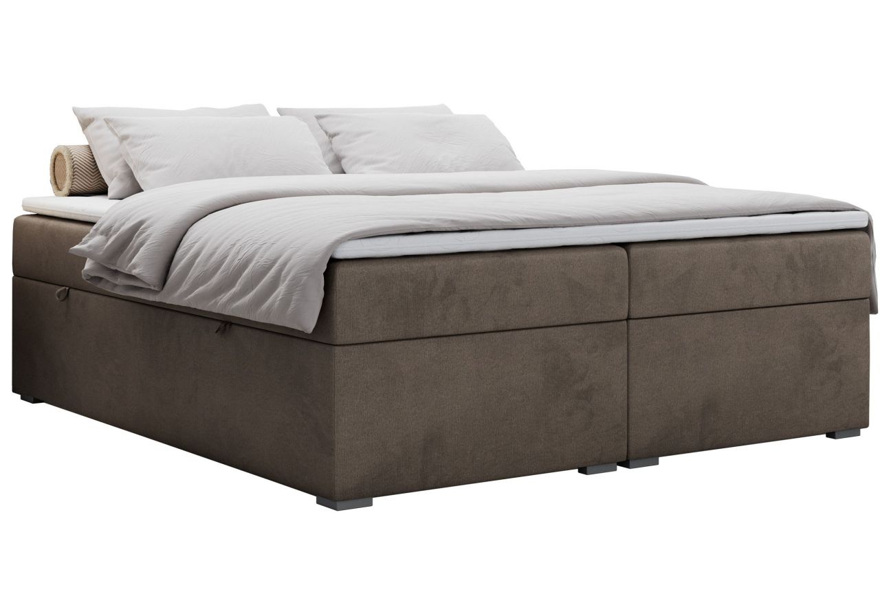 Łóżko kontynentalne bez wezgłowia BESS 200x200 - H4 - brązowy, welwet