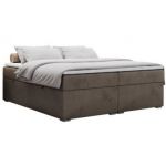 Łóżko kontynentalne bez wezgłowia BESS 200x200 - H4 - brązowy, welwet