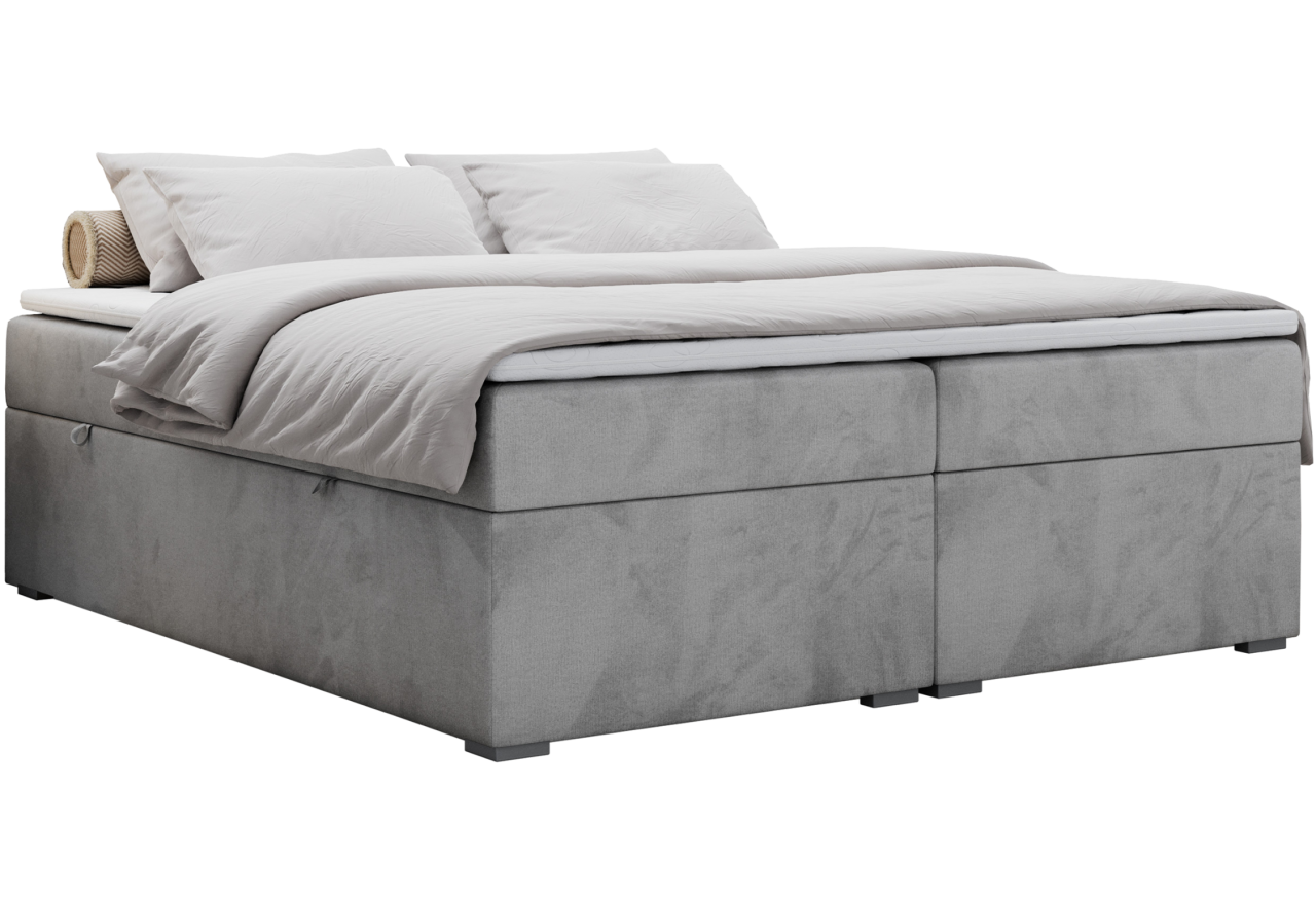 Łóżko kontynentalne bez wezgłowia BESS 140x200 - H3 - jasnoszary, welwet