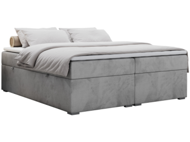 Łóżko kontynentalne bez wezgłowia BESS 160x200 - H3 - jasnoszary, welwet