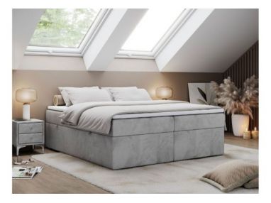 Łóżko kontynentalne bez wezgłowia BESS 200x200 - H3 - jasnoszary, welwet