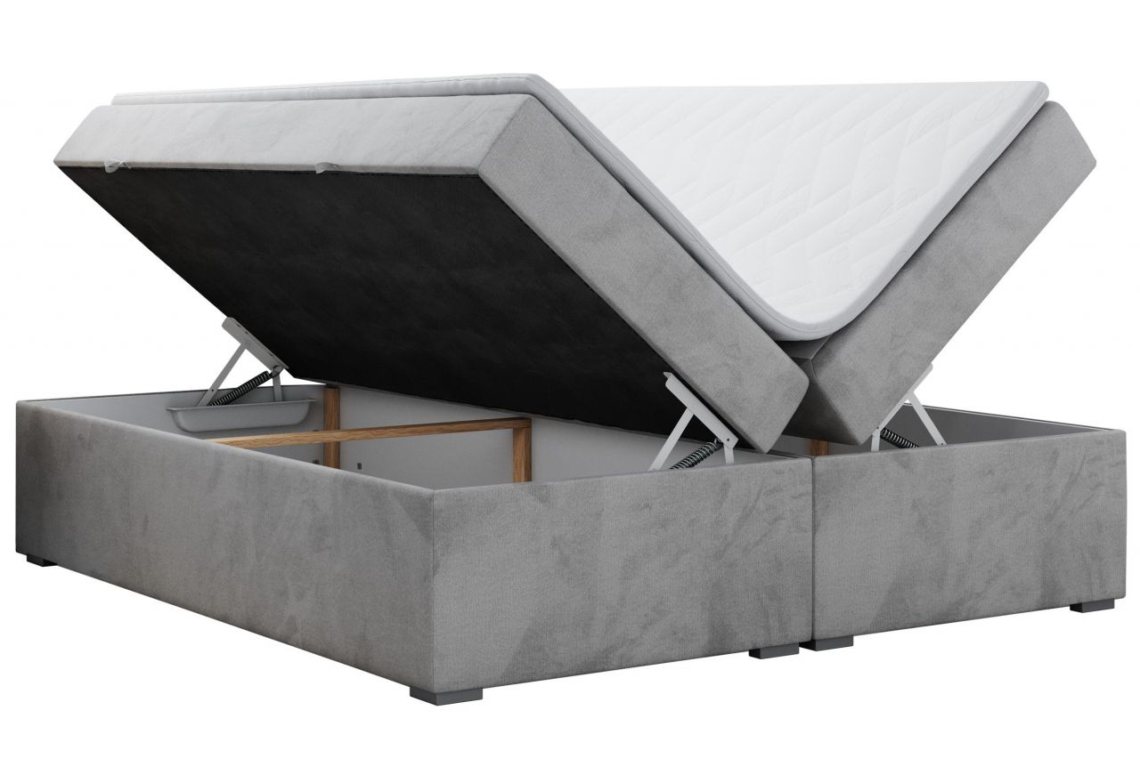 Łóżko kontynentalne bez wezgłowia BESS 120x200 - H4 - jasnoszary, welwet