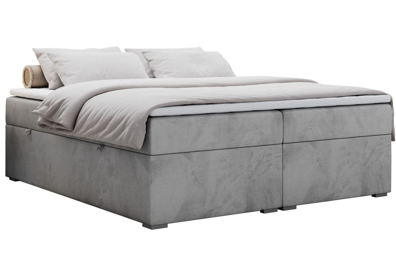 Łóżko kontynentalne bez wezgłowia BESS 140x200 - H4 - jasnoszary, welwet