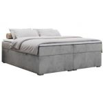 Łóżko kontynentalne bez wezgłowia BESS 140x200 - H4 - jasnoszary, welwet