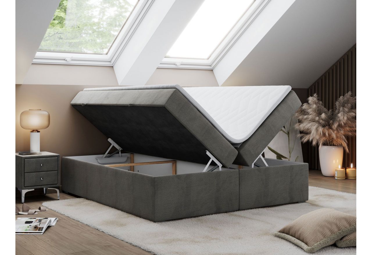 Łóżko kontynentalne bez wezgłowia BESS 180x200 - H3 - ciemnoszary, welwet