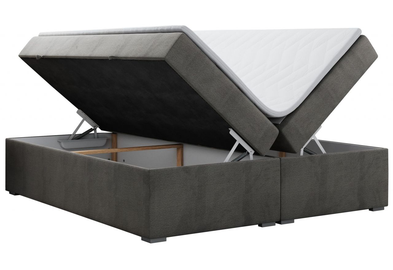 Łóżko kontynentalne bez wezgłowia BESS 180x200 - H3 - ciemnoszary, welwet