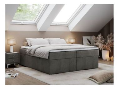Łóżko kontynentalne bez wezgłowia BESS 120x200 - H4 - ciemnoszary, welwet