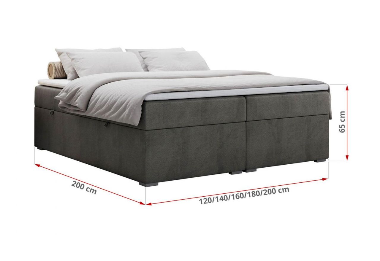 Łóżko kontynentalne bez wezgłowia BESS 120x200 - H4 - ciemnoszary, welwet