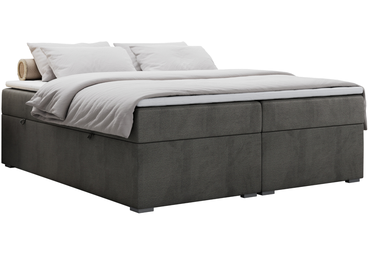 Łóżko kontynentalne bez wezgłowia BESS 160x200 - H4 - ciemnoszary, welwet
