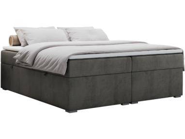 Łóżko kontynentalne bez wezgłowia BESS 200x200 - H4 - ciemnoszary, welwet