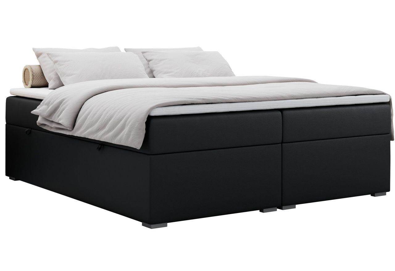 Łóżko kontynentalne bez wezgłowia BESS 160x200 - H3 - czarny, ekoskóra