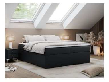 Łóżko kontynentalne bez wezgłowia BESS 180x200 - H3 - czarny, ekoskóra