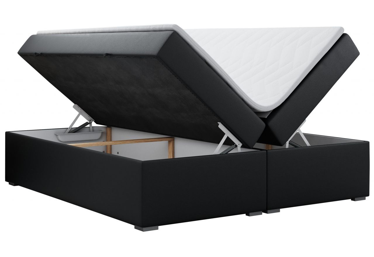 Łóżko kontynentalne bez wezgłowia BESS 180x200 - H4 - czarny, ekoskóra