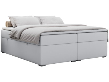 Łóżko kontynentalne bez wezgłowia BESS 160x200 - H3 - biały, ekoskóra