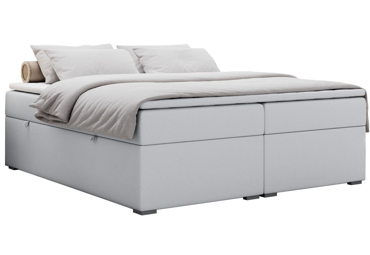 Łóżko kontynentalne bez wezgłowia BESS 160x200 - H3 - biały, ekoskóra