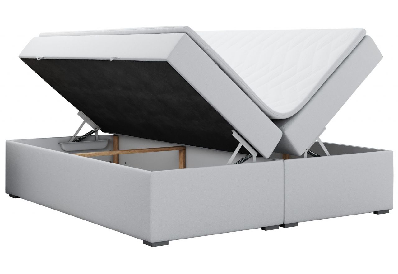 Łóżko kontynentalne bez wezgłowia BESS 180x200 - H3 - biały, ekoskóra