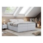 Łóżko kontynentalne bez wezgłowia BESS 140x200 - H4 - biały, ekoskóra