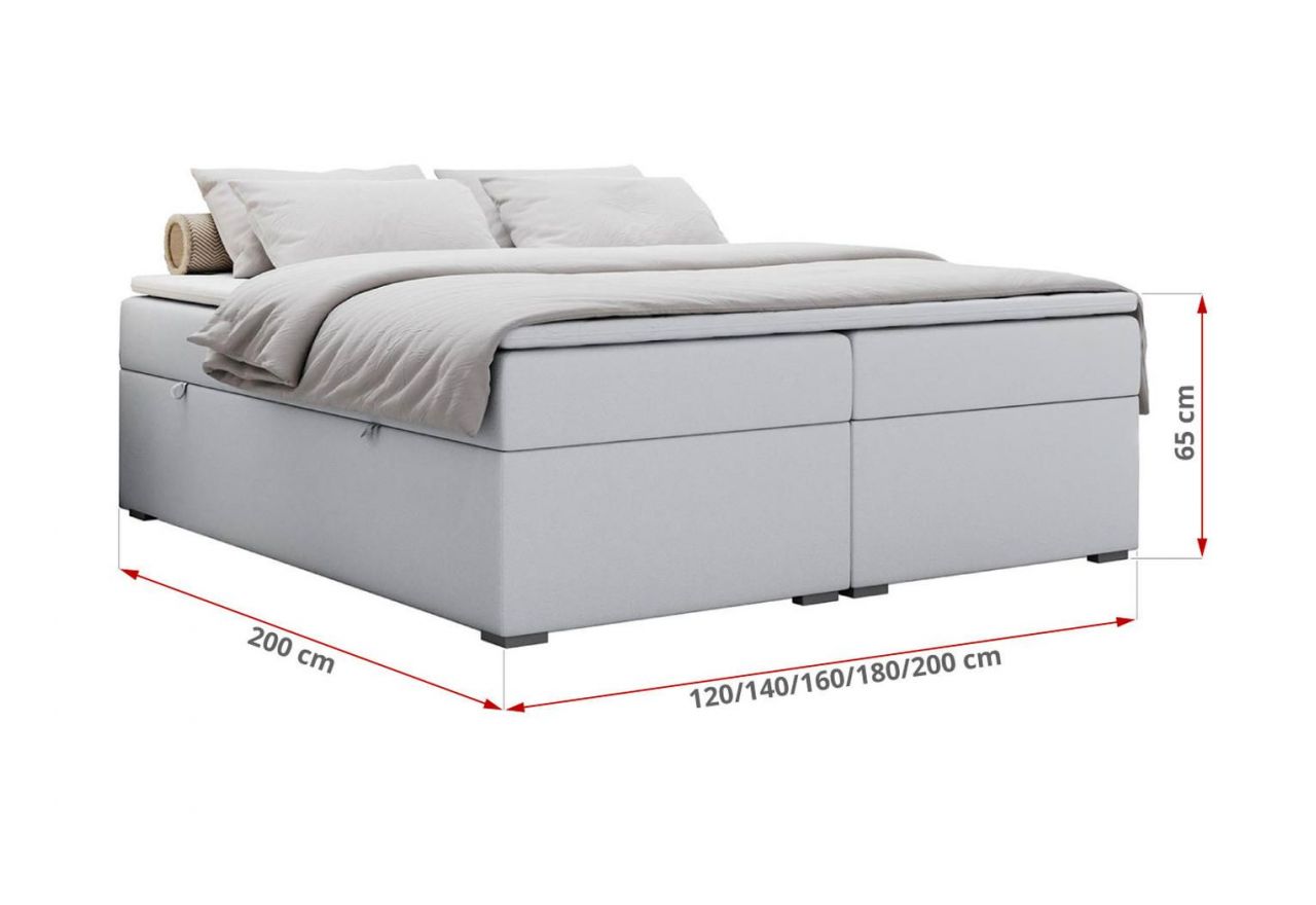 Łóżko kontynentalne bez wezgłowia BESS 160x200 - H4 - biały, ekoskóra