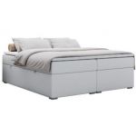 Łóżko kontynentalne bez wezgłowia BESS 160x200 - H4 - biały, ekoskóra