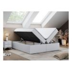 Łóżko kontynentalne bez wezgłowia BESS 180x200 - H4 - biały, ekoskóra