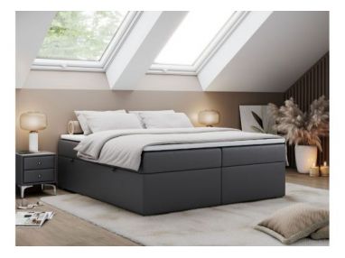 Łóżko kontynentalne bez wezgłowia BESS 180x200 - H3 - ciemnoszary, ekoskóra