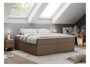 Łóżko kontynentalne bez wezgłowia BESS 120x200 - H3 - brązowy, ekoskóra