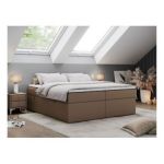 Łóżko kontynentalne bez wezgłowia BESS 120x200 - H3 - brązowy, ekoskóra