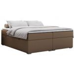 Łóżko kontynentalne bez wezgłowia BESS 160x200 - H3 - brązowy, ekoskóra