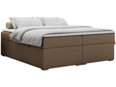 Łóżko kontynentalne bez wezgłowia BESS 120x200 - H4 - brązowy, ekoskóra