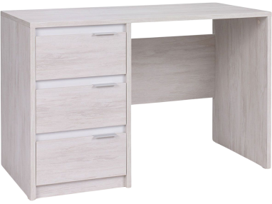 Eleganckie biurko 120 cm z trzema szufladami do pokoju - VIGA Dąb Biały / Biały połysk