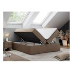 Łóżko kontynentalne bez wezgłowia BESS 160x200 - H4 - brązowy, ekoskóra