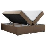 Łóżko kontynentalne bez wezgłowia BESS 180x200 - H4 - brązowy, ekoskóra