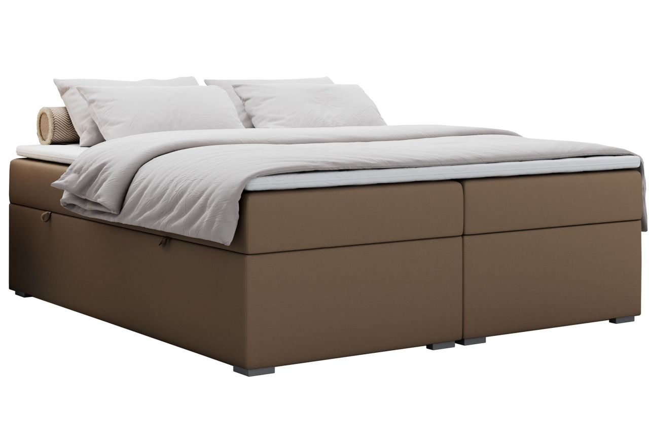 Łóżko kontynentalne bez wezgłowia BESS 200x200 - H4 - brązowy, ekoskóra