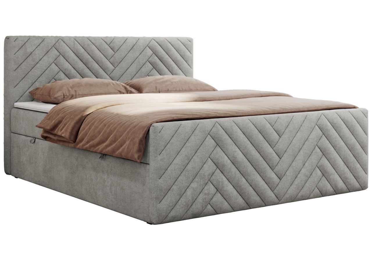 Łóżko kontynentalne PARIS DUO 140x200 - H3 - jasnoszary, struktura