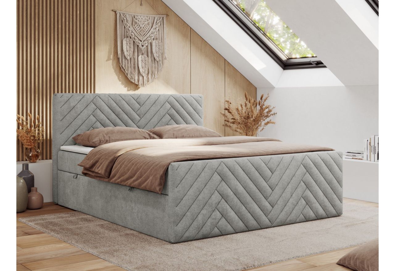 Łóżko kontynentalne PARIS DUO 160x200 - H3 - jasnoszary, struktura