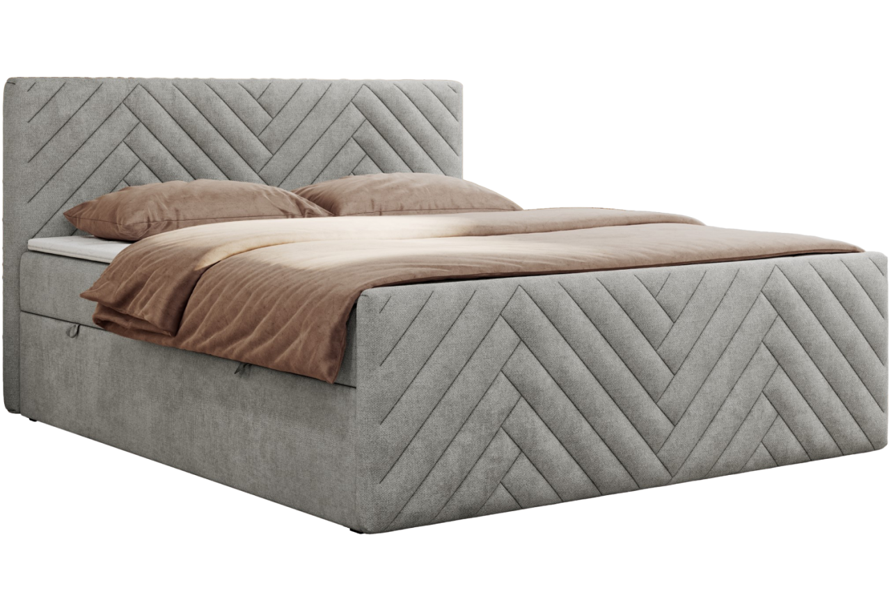 Łóżko kontynentalne PARIS DUO 160x200 - H3 - jasnoszary, struktura