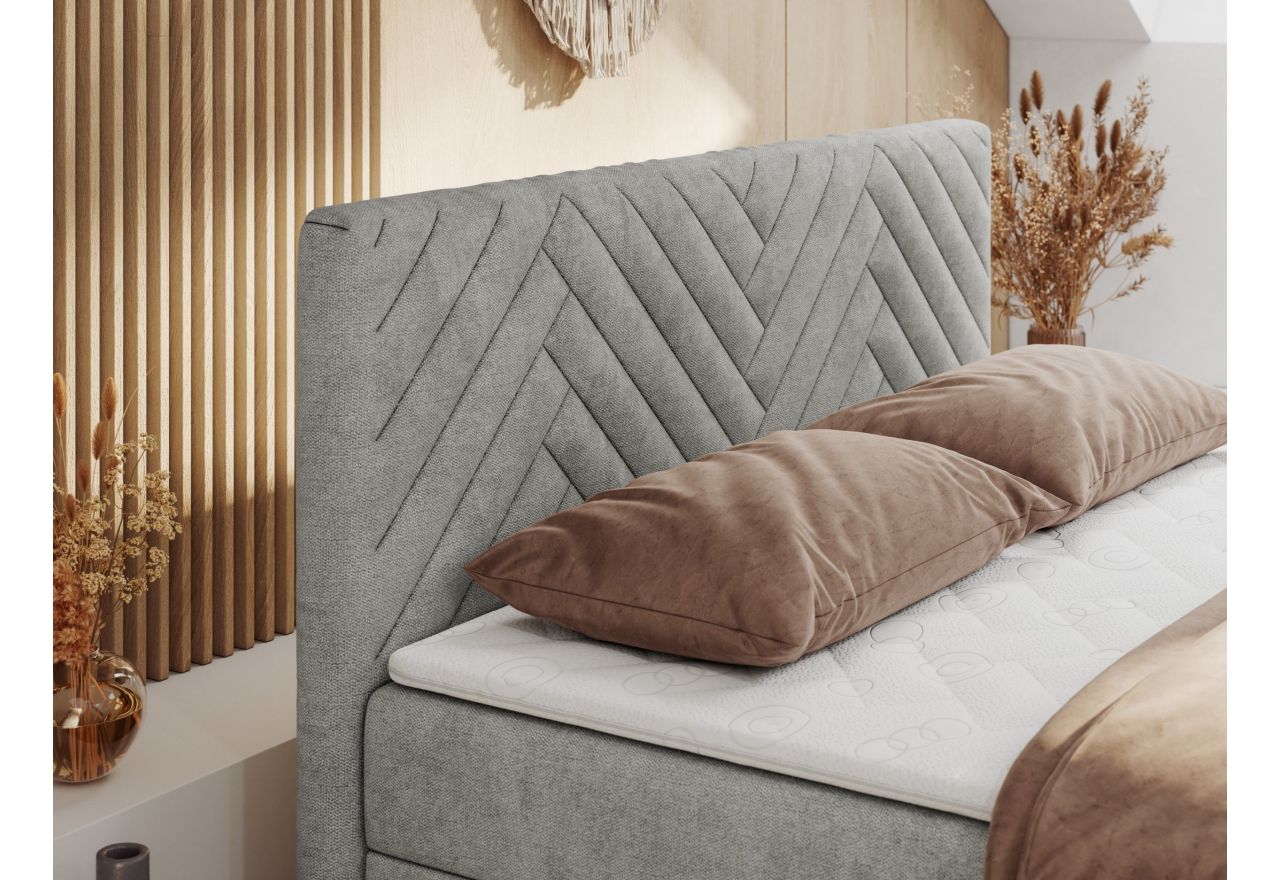 Łóżko kontynentalne PARIS DUO 180x200 - H3 - jasnoszary, struktura