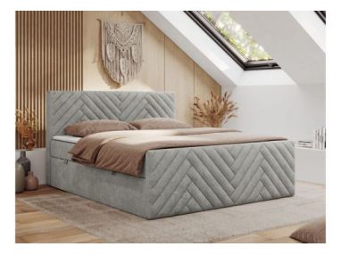 Łóżko kontynentalne PARIS DUO 180x200 - H4 - jasnoszary, struktura
