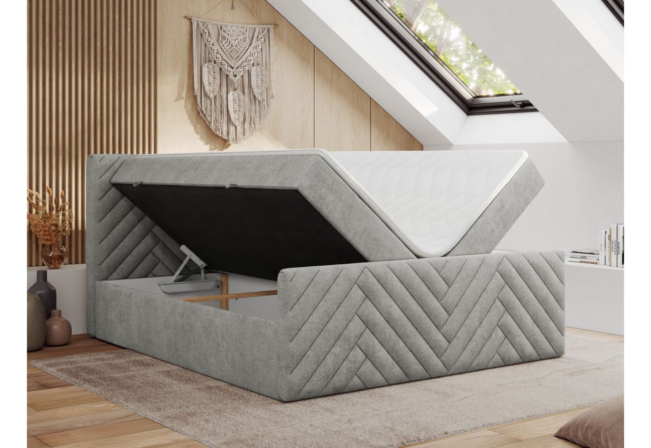 Łóżko kontynentalne PARIS DUO 180x200 - H4 - jasnoszary, struktura