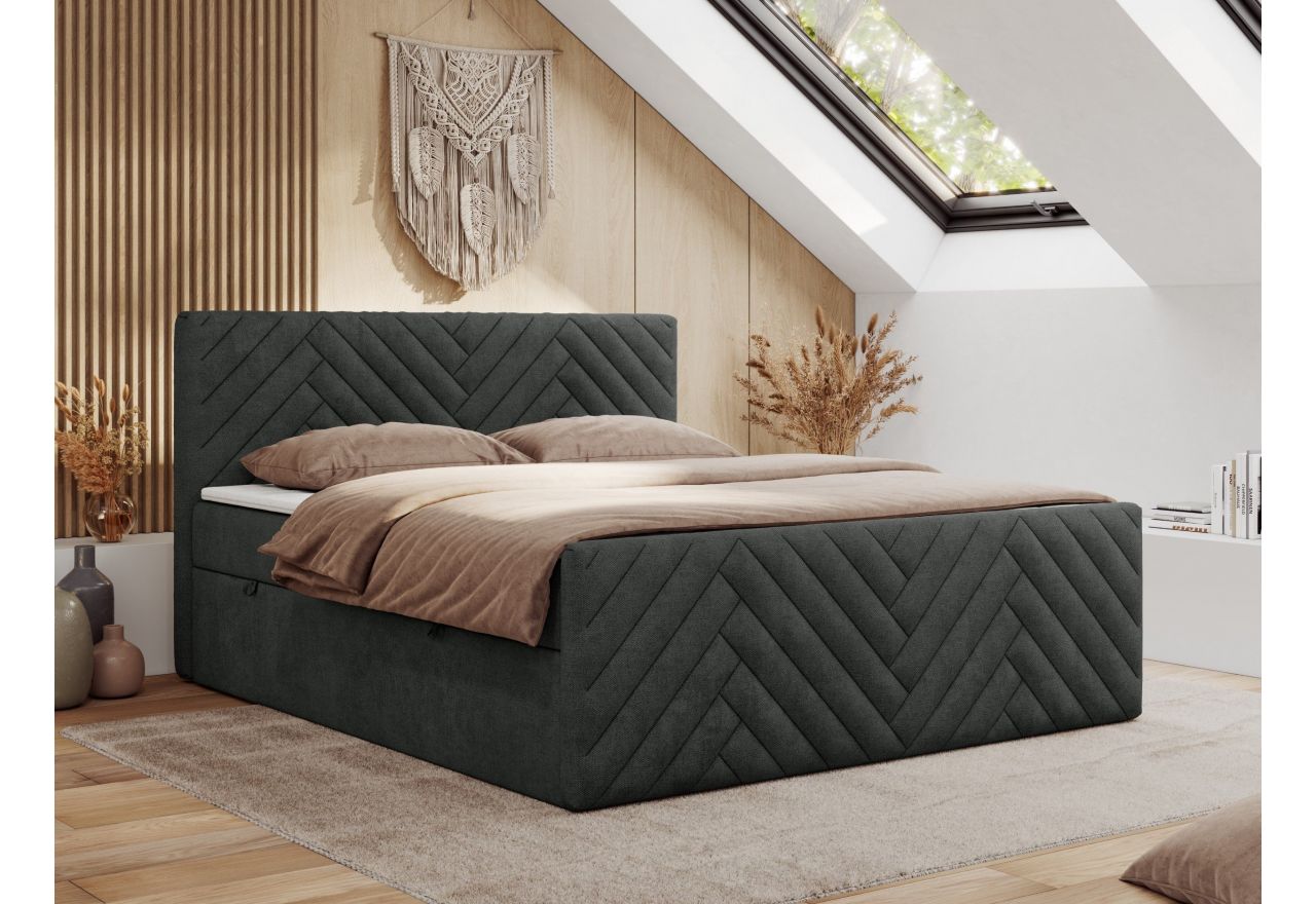 Łóżko kontynentalne PARIS DUO 180x200 - H3 - ciemnoszary, struktura