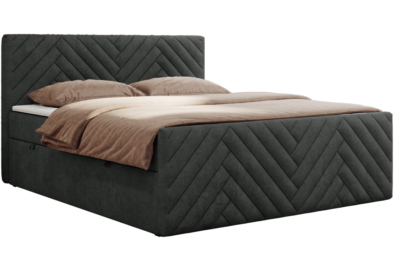 Łóżko kontynentalne PARIS DUO 200x200 - H3 - ciemnoszary, struktura